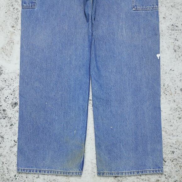 THRASHED Vintage Carhartt B73 DST Faded Blue Jeans Denim Double Knee Pant 34x31 - Picture 15 of 16